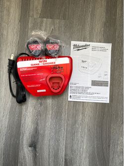 Milwaukee M-12 Charger (2)-RedLithium CP 2.0 Batteries. Starter Kit