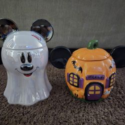 Disney Mickey Mouse Halloween Ghost And Pumpkin Spooky Disney Cookie Jars