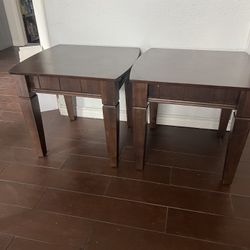 Pair If Wooden Side Tables