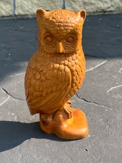 Vintage wood owl signed
