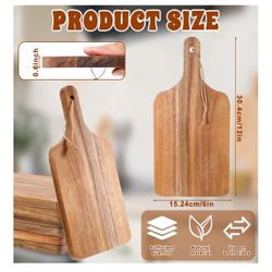 6 Pack Acacia Wood Cutting Board with Handle