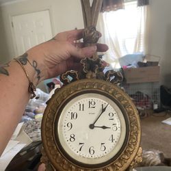 Vintage Brass Wall Clock By New Haven Clock Company 
