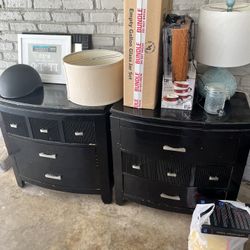 Two End Tables And A 5 Drawer Cabinet 