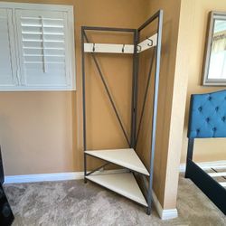 Corner Hall Tree with Metal Frame