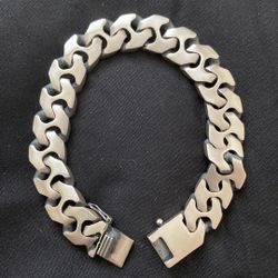 Dragon Bone Cuban Link Sterling Silver Bracelet