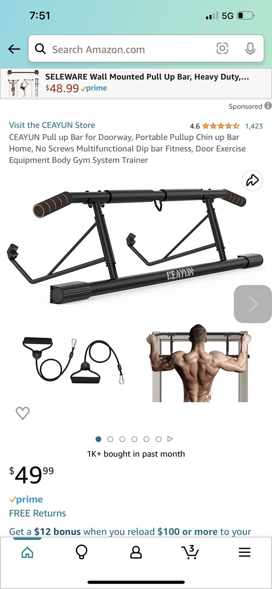 CEAYUN Pull up Bar for Doorway, Portable Pullup Chin up Bar Home, No Screws Multifunctional Dip bar Fitness, Door Exercise Equipment Body Gym System T