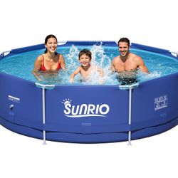 Sunrio 8'*30" Round Above Ground Swimming Pool for Kids and Adults Metal Frame Family Pool Capacity 800 Gallon(Pool ONLY