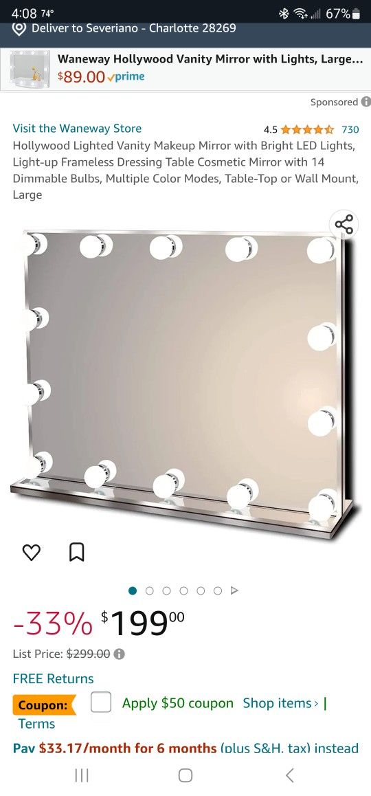 Hollywood Lighted Vanity Makeup Mirror with Bright LED Lights