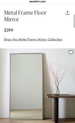 WEST Elm Metal Frame Floor Mirror 30"W x 72"H RETAIL $499 TAG ATTACHED SALE MCM BOHO