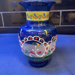 Pretty Hand Painted Ceramic Vase From Frigilana Spain 