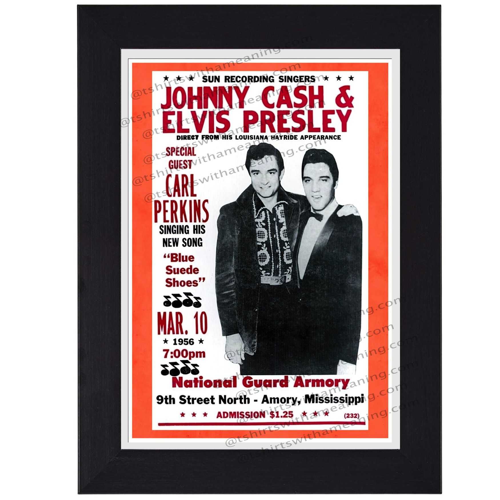Elvis Presley Johnny Cash Carl Perkins Live Classic Rock country print mini concert poster flyer music