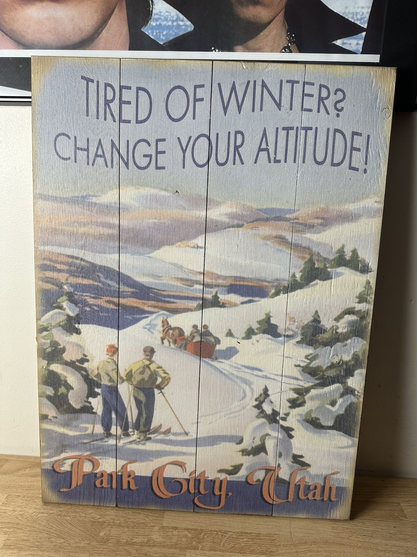 VINTAGE WOODEN SKIING SIGN - PARK CITY, UTAH - 2' X 3'