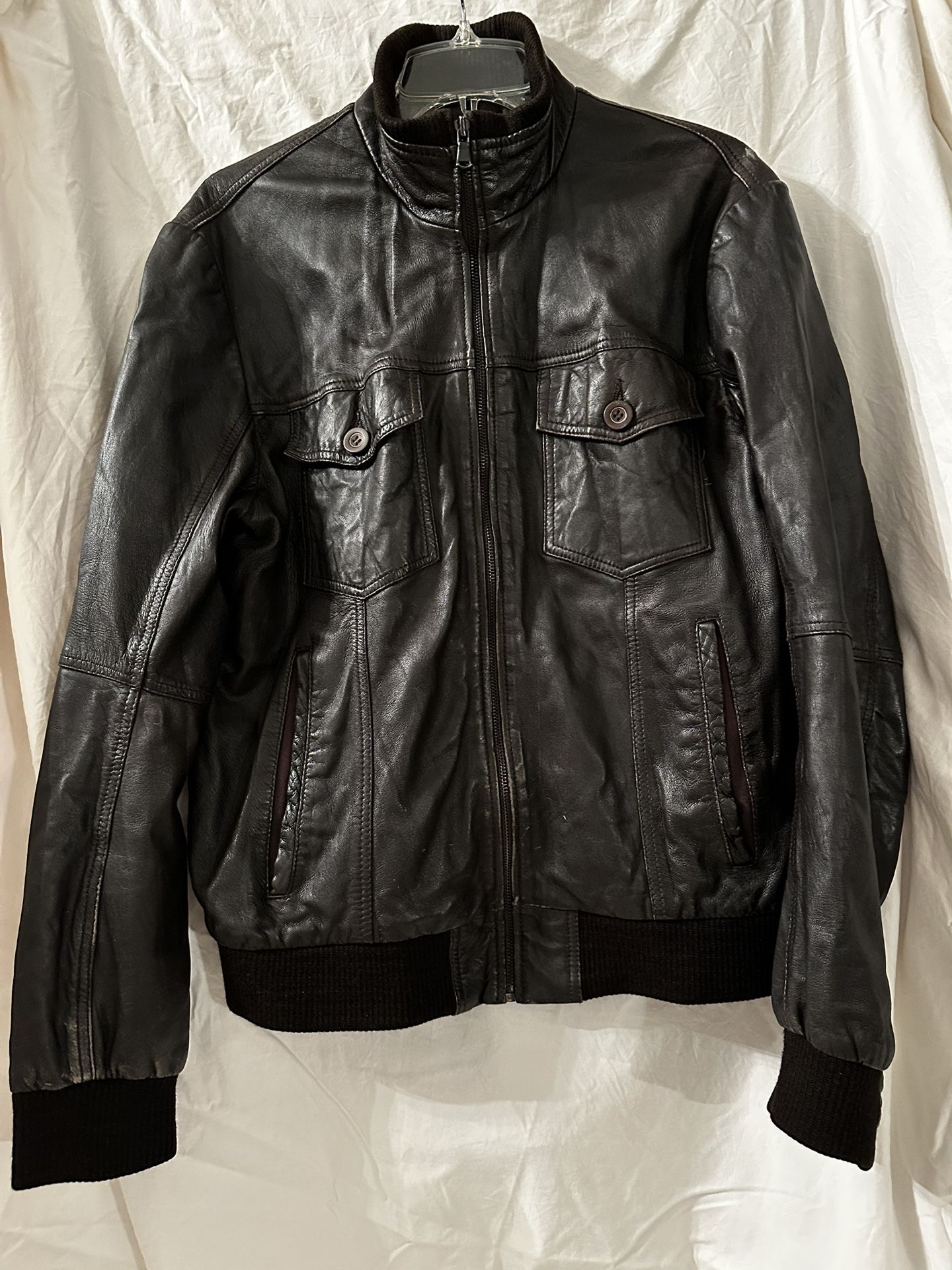 Zara Man Leather Jacket Coat US Size XL