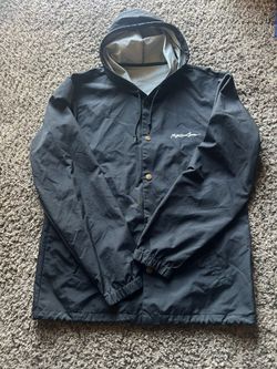 Maui and Sons Black Hooded Snap Front Nylon Windbreaker Jacket  Men's L