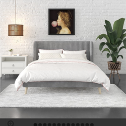 New in box Novogratz Holly Upholstered Wingback Bed Frame in Queen in Light Gray Velvet