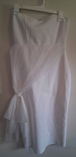 White Strapless Midi Dress with Tulle Detail Size medium