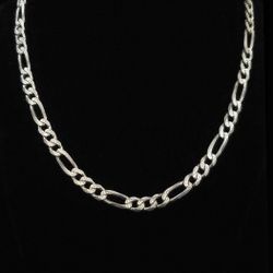 18" x 8mm Heavy Solid Sterling Silver Diamond Cut Figaro Link Necklace. Made in Italy, FLAWLESS!
