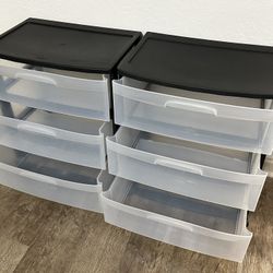 x2 Sterilite three drawers plastic organizer