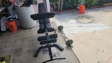Bench and curl bar(+10 lbs of weights)