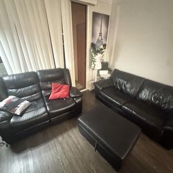 Three piece leather living room set