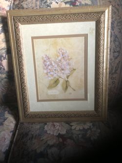 Gold framed picture “Lilacs”