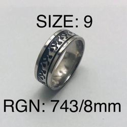 Stainless Steel Ring Band For Men & Women: Size-9/RGN-743