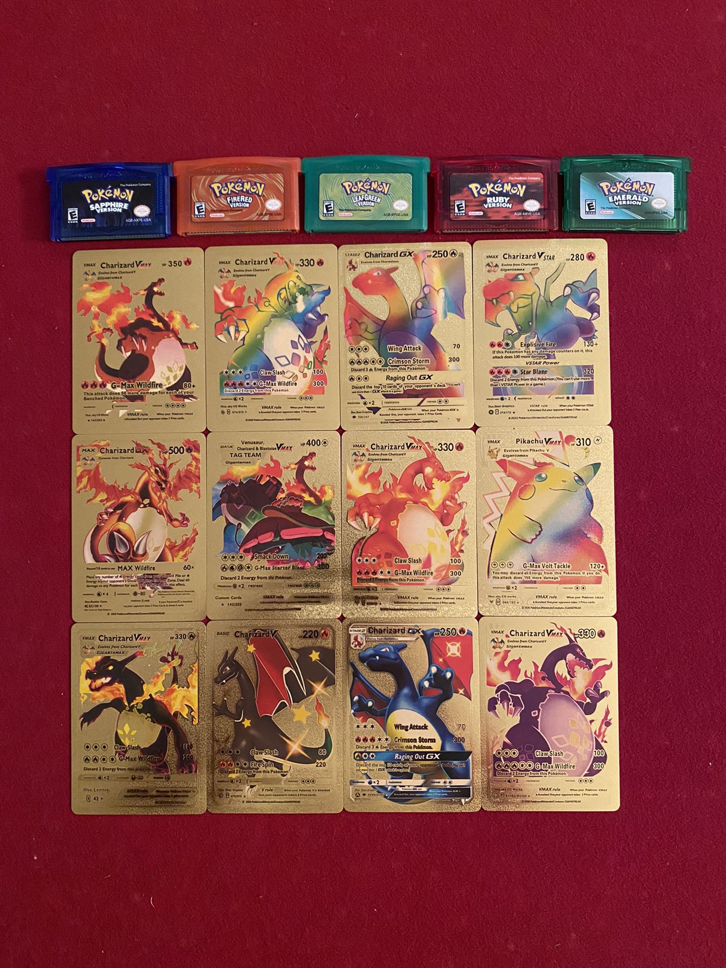 Pokémon Collection! Leaf Green, Sapphire, Emerald, Ruby, FireRed & 12 Gold Cards! New!! 