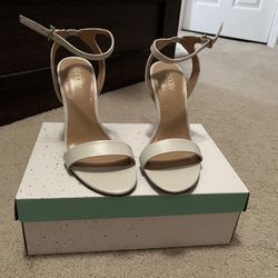 White Faux Leather Heels