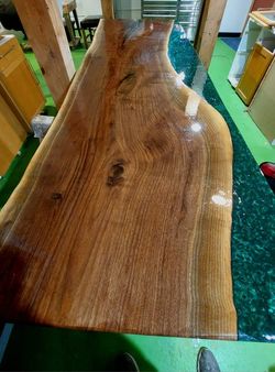 2 Dark Walnut   Epoxy River Table Tops. Green And Blue