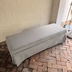 Lovely Grey/Blue Corduroy Fabric Bench 