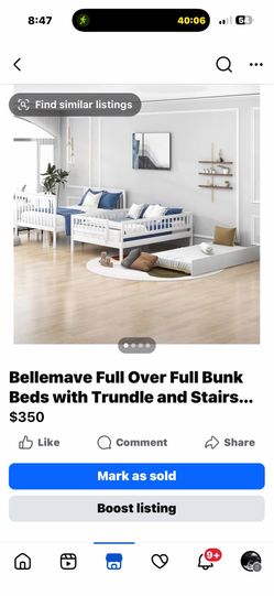 Bellemave Full Over Full Bunk Beds with Trundle and Stairs...