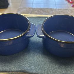 Von Pok & Chang Blue & Black Speckled Chili 🍲 Bowls 