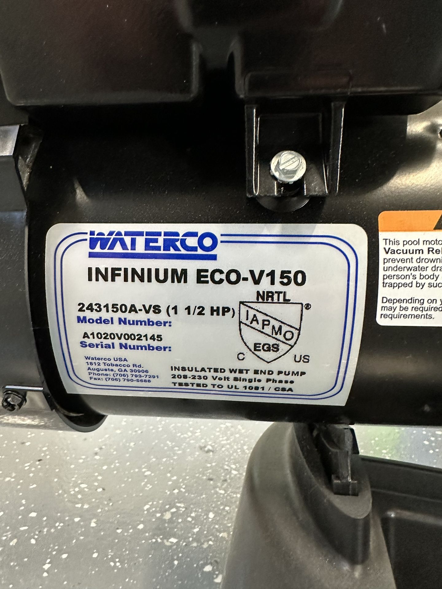 Infinium ECO V150 Variable Speed 1.65 hP Pump