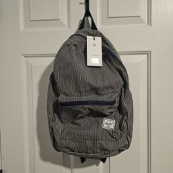 Herschel Backpack Navy Blue And White Stripes Cotton Casuals NWT