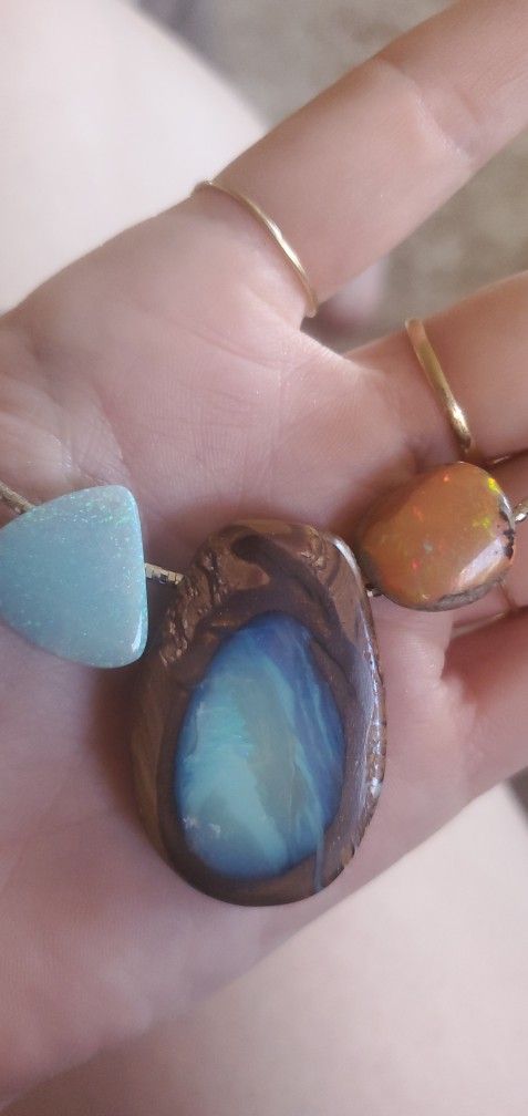 So Pretty One Of A Kind Opal Gold Necklace!