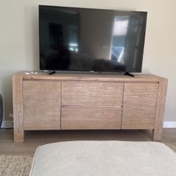 Crate & Barrel Terra 68" Natural Oak Wood Storage Media Console