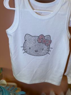 Youth size 4 T white fully Rhinestoned Hello Kitty tank top! FREE GIFT!