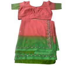 Indian Shades of Peach Green Sari Saree