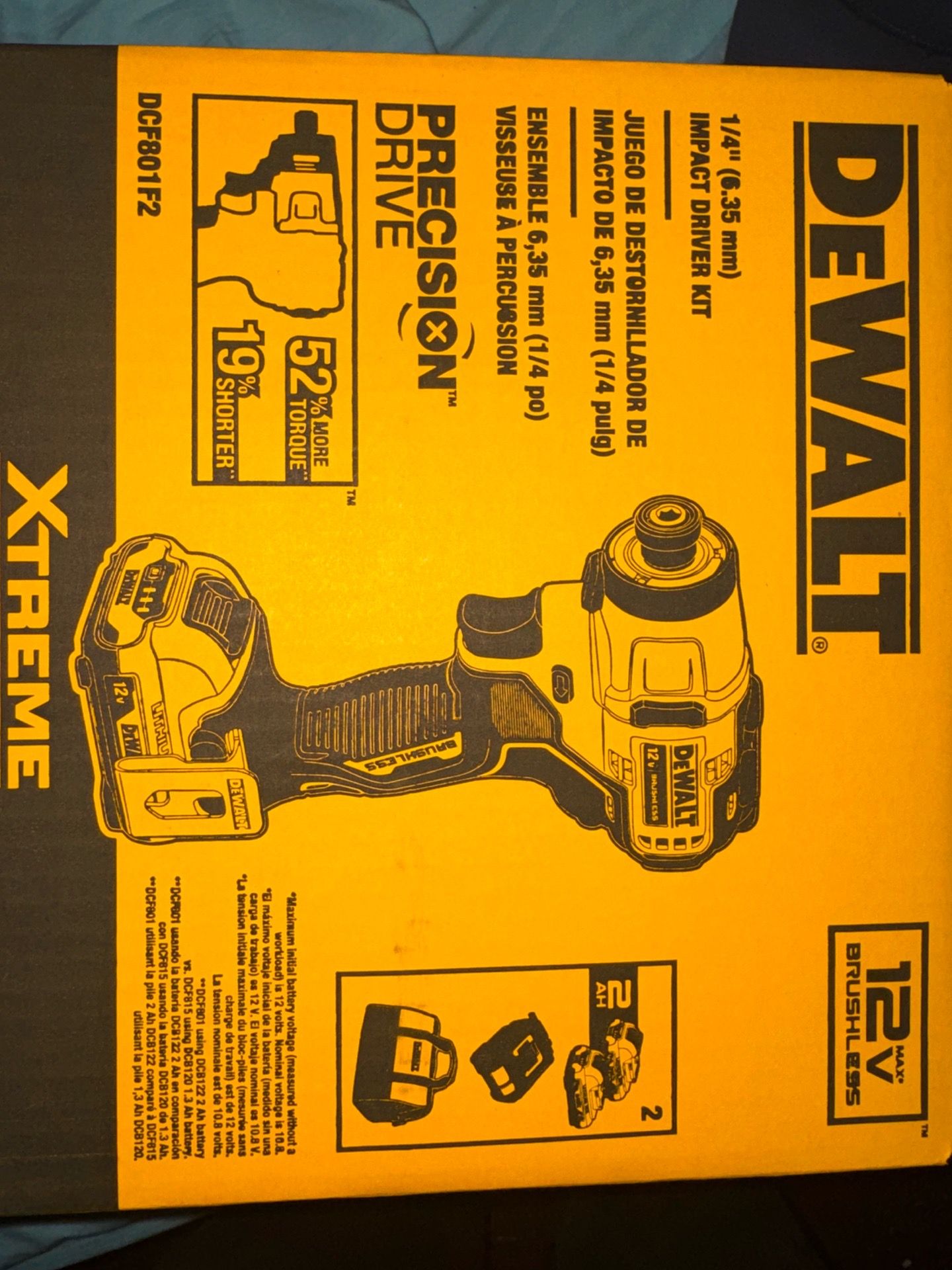 Brand New DEWALT XTREME 12V Max Impact Driver Kit (DCF801F2) - Sealed / Nuevo