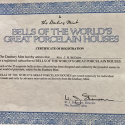  Set of 24 Danbury Mint "Bells of the World's Great Porcelain Houses”, Pristine!