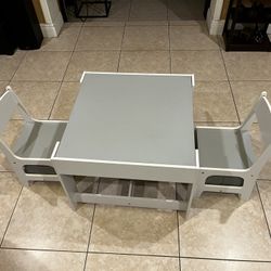 Wooden Kids Activity Table With Detachable Table Top And Storage Drawers White/Gray…$55