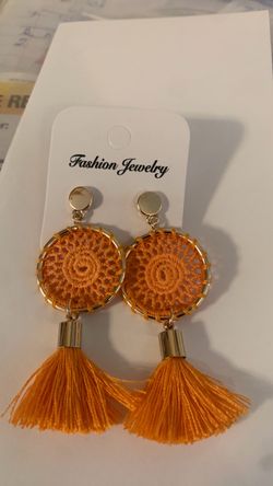 Orange Earring with fringe