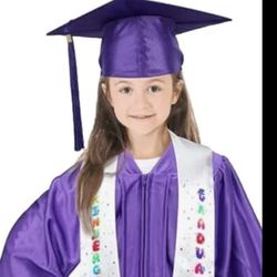 Purple Preschool Kindergarten Graduation Gown Cap Tassel Sz Small New