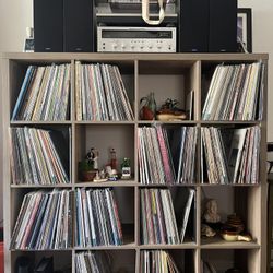 Ikea Kallax 4x4 Shelf (light gray wood-style tone)