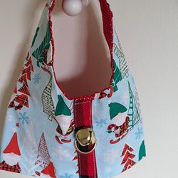 Handmade Christmas Dog Harness With D-ring  & Gold Gingle Bell 