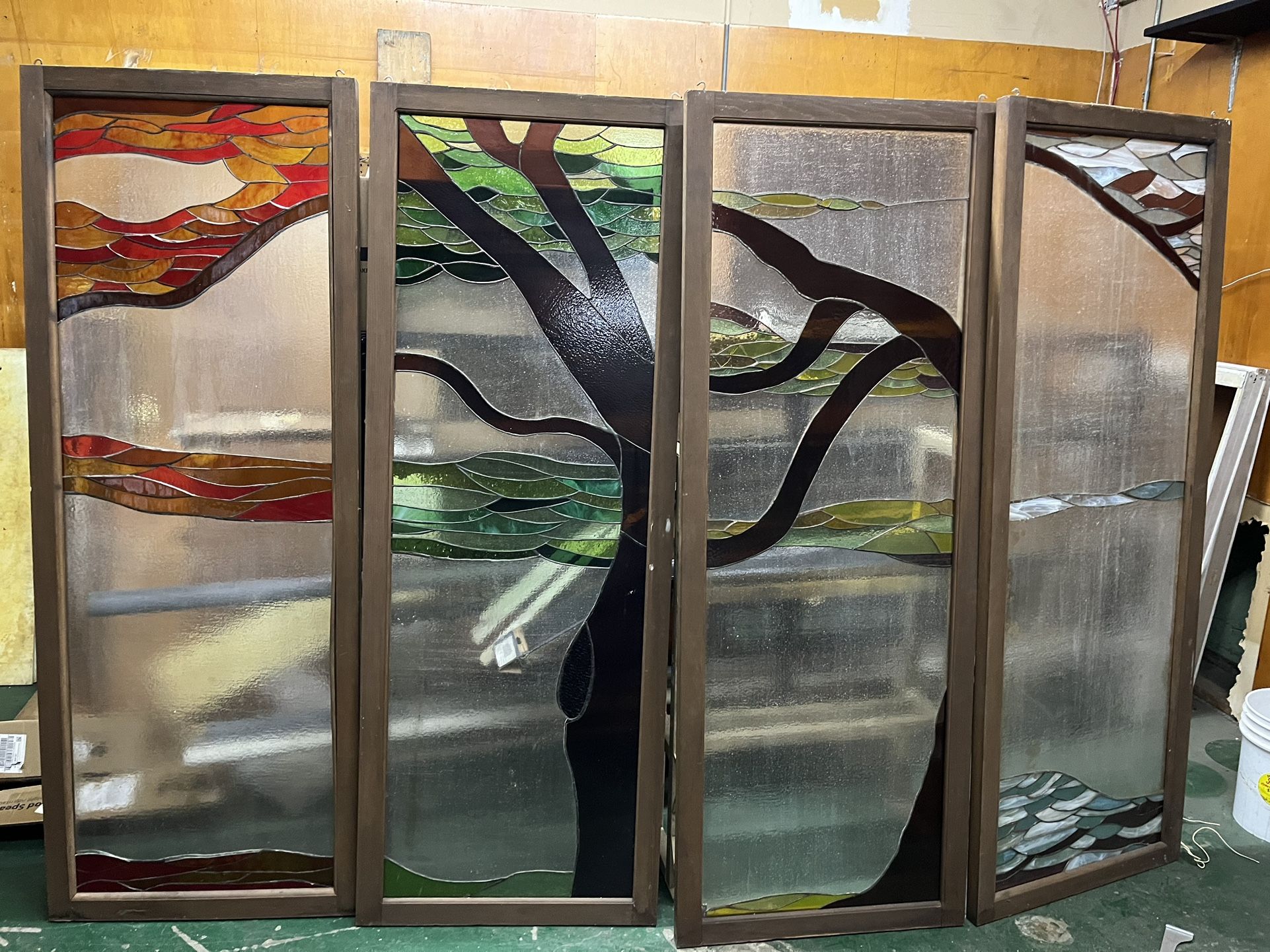 Four Seasons Stain Glass Panels