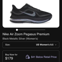 Nike Air Zoom Pegasus Premium Black Metallic Silver (Women's)