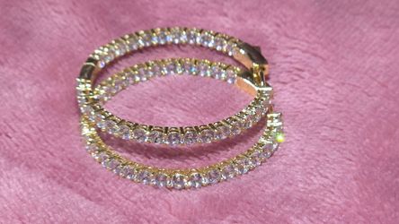 Gold-Tone Cubic Zirconia Hoop Earrings
