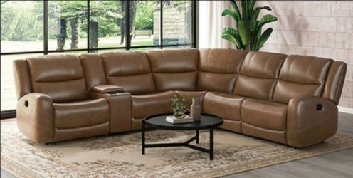 Brand New Brown Super Plush Top Grain Leather Sectional Sofa