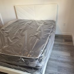 Queen Size Bed Frame With Mattress Set. All New Furniture Free Delivery Free Installation